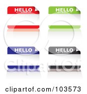 Digital Collage Of Red Green Blue And Black Name Tag Stickers