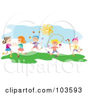 Poster, Art Print Of Square Head Children Playing Outside