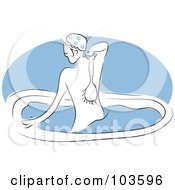 Royalty Free RF Clipart Illustration Of A Bathing Woman Using A Back Scrubber by Prawny