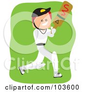 Poster, Art Print Of Square Head Boy Playing Cricket