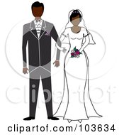 Poster, Art Print Of African American Bride And Groom Standing Arm In Arm