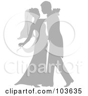 Poster, Art Print Of Silhouetted Gray Newlywed Couple Dancing At Their Wedding