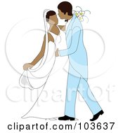 Poster, Art Print Of Hispanic Newlywed Couple Dancing At Their Wedding