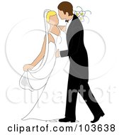 Poster, Art Print Of Caucasian Newlywed Couple Dancing At Their Wedding