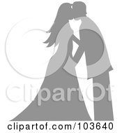 Poster, Art Print Of Silhouetted Gray Wedding Couple Kissing