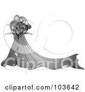 Royalty Free RF Clipart Illustration Of An Abstract Grayscale Embracing Bride And Groom With A Calla Lily Bouquet