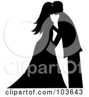Poster, Art Print Of Silhouetted Wedding Couple Kissing