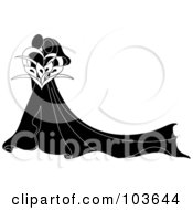 Abstract Black And White Embracing Bride And Groom With A Calla Lily Bouquet