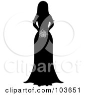 Royalty Free RF Clipart Illustration Of A Silhouetted Bride Holding Her Bouquet by Pams Clipart