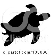 Royalty Free RF Clipart Illustration Of A Silhouetted Sea Turtle Swimming by Pams Clipart