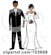 Hispanic Bride And Groom Standing Arm In Arm
