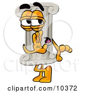 Clipart Picture Of A Pillar Mascot Cartoon Character Whispering And Gossiping