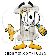 Clipart Picture Of A Pillar Mascot Cartoon Character Looking Through A Magnifying Glass