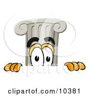 Pillar Mascot Cartoon Character Peeking Over A Surface