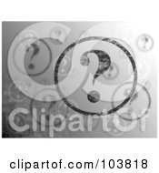 Royalty Free RF Clipart Illustration Of A Grayscale Background Of Floating Question Mark Bubbles