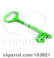 Poster, Art Print Of 3d Green Skeleton Key With A Dollar Currency Symbol Tip