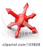 Royalty Free RF Clipart Illustration Of A 3d Sphere With Red Arrows Pointing In Different Directions