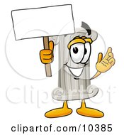 Pillar Mascot Cartoon Character Holding A Blank Sign