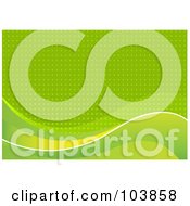 Royalty Free RF Clipart Illustration Of A Green Wave And Halftone Background
