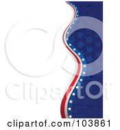 Grungy Blue American Star Wave With White And Red Lines And White Space