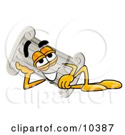 Pillar Mascot Cartoon Character Resting His Head On His Hand