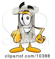 Pillar Mascot Cartoon Character Pointing At The Viewer