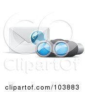 Royalty Free RF Clipart Illustration Of A Pair Of Binoculars By An Envelope