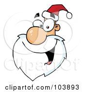 Poster, Art Print Of Happy Cartoon Santa Head Facing Left