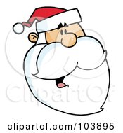 Poster, Art Print Of Happy Cartoon Santa Head Facing Right