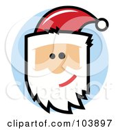 Poster, Art Print Of Cartoon Santa Face On A Blue Circle