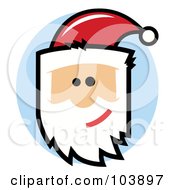 Royalty Free RF Clipart Illustration Of A Cartoon Santa Face On A Blue Circle