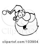 Royalty Free RF Clipart Illustration Of A Coloring Page Outline Of A Santa Face Smiling Facing Right