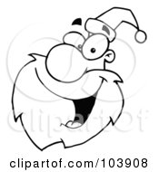Royalty Free RF Clipart Illustration Of A Coloring Page Outline Of A Santa Face Laughing Facing Left