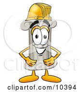 Pillar Mascot Cartoon Character Wearing A Helmet