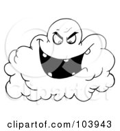 Royalty Free RF Clipart Illustration Of An Outlined Evil Smog Cloud Laughing
