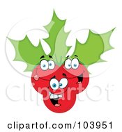 Poster, Art Print Of Happy Christmas Holly Berries And Leaves