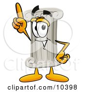 Pillar Mascot Cartoon Character Pointing Upwards