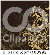 Poster, Art Print Of Tan And Brown Floral Scrolls Over Brown