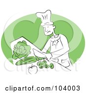 Royalty Free RF Clipart Illustration Of A Happy Chef Cutting Veggies by Prawny