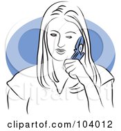 Royalty Free RF Clipart Illustration Of A Woman Talking On A Flip Phone