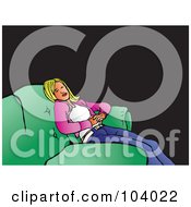 Pop Art Styled Blond Woman On A Couch