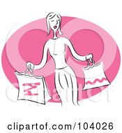 Royalty Free RF Clipart Illustration Of A Woman Holding Shopping Bags by Prawny