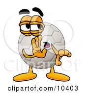 Soccer Ball Mascot Cartoon Character Whispering And Gossiping