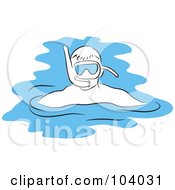 Royalty Free RF Clipart Illustration Of A Swimming Man With Snorkel Gear by Prawny