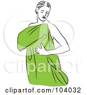 Royalty Free RF Clipart Illustration Of A Woman Drying Off With A Towel by Prawny