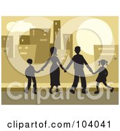 Poster, Art Print Of Silhouetted Family In A City