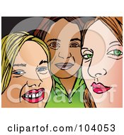 Royalty Free RF Clipart Illustration Of Three Young Girl Faces