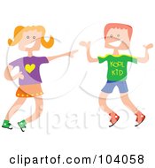 Poster, Art Print Of Square Head Boy And Girl Laughing