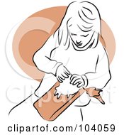 Royalty Free RF Clipart Illustration Of A Girl Opening A Present