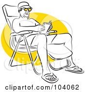 Poster, Art Print Of Man Reading In A Beach Chair